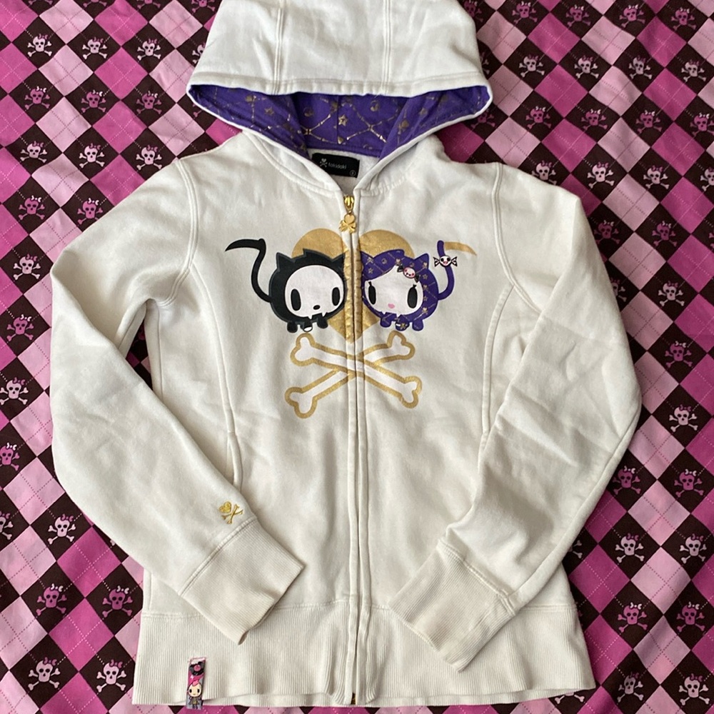 Tokidoki zip up hoodie skeletrina + skeletrino